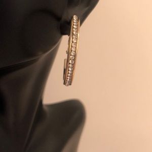 Diamond CZ 1” Hoop Earrings with a row of diamonds